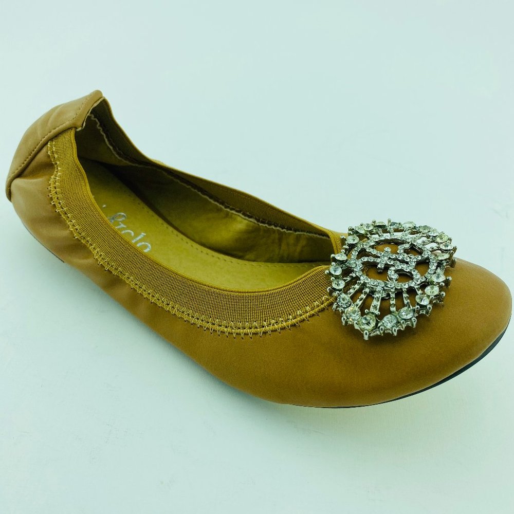 FIBI & CLO BARCELONA BROWN/SILVER FLATS SIZE 6 NIB